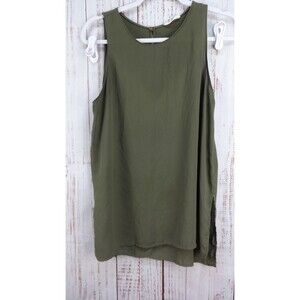 Lush Sleeveless Top Women’s Medium Sheer Olive Blouse Keyhole Design Back